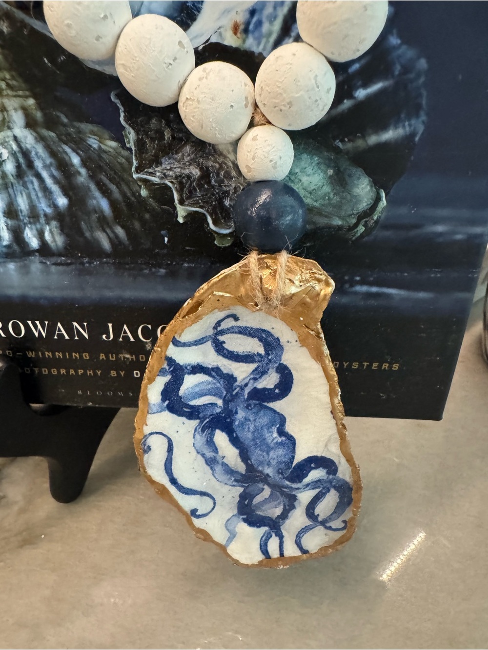 Handmade Blue Octopus Oyster Shell Pendant Necklace